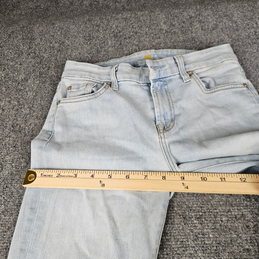 7 For All Mankind The Ankle Skinny Jeans Light Wash Blue Size 26 Stretch Denim - Picture 3 of 10